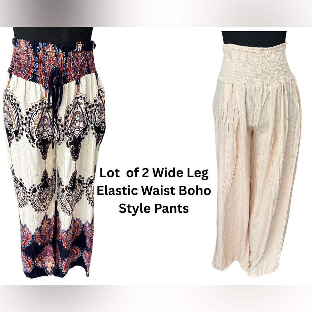 🌟2 for the price of 1 Deal🤩: Boho Style Wide Leg Elastic Waist Pants NWOT Sz Med